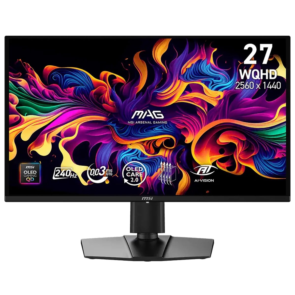 Monitor Gamer MSI MAG 274QP QD-OLED X24, 26,5 Pol, QD-OLED, WQHD, 0.03ms, 240Hz, 138% sRGB, G-Sync/FreeSync Premium, HDMI/DP