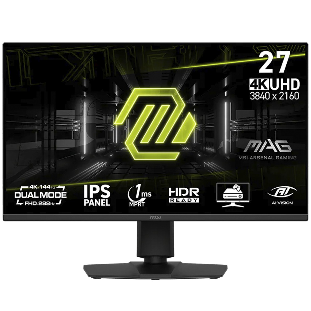Monitor Gamer MSI MAG 275UPD E14, 27 Pol, Dual Mode, 4K/144Hz, FHD/288Hz, 1ms, IPS, HDR, 130% sRGB, FreeSync Premium, HDMI/DP