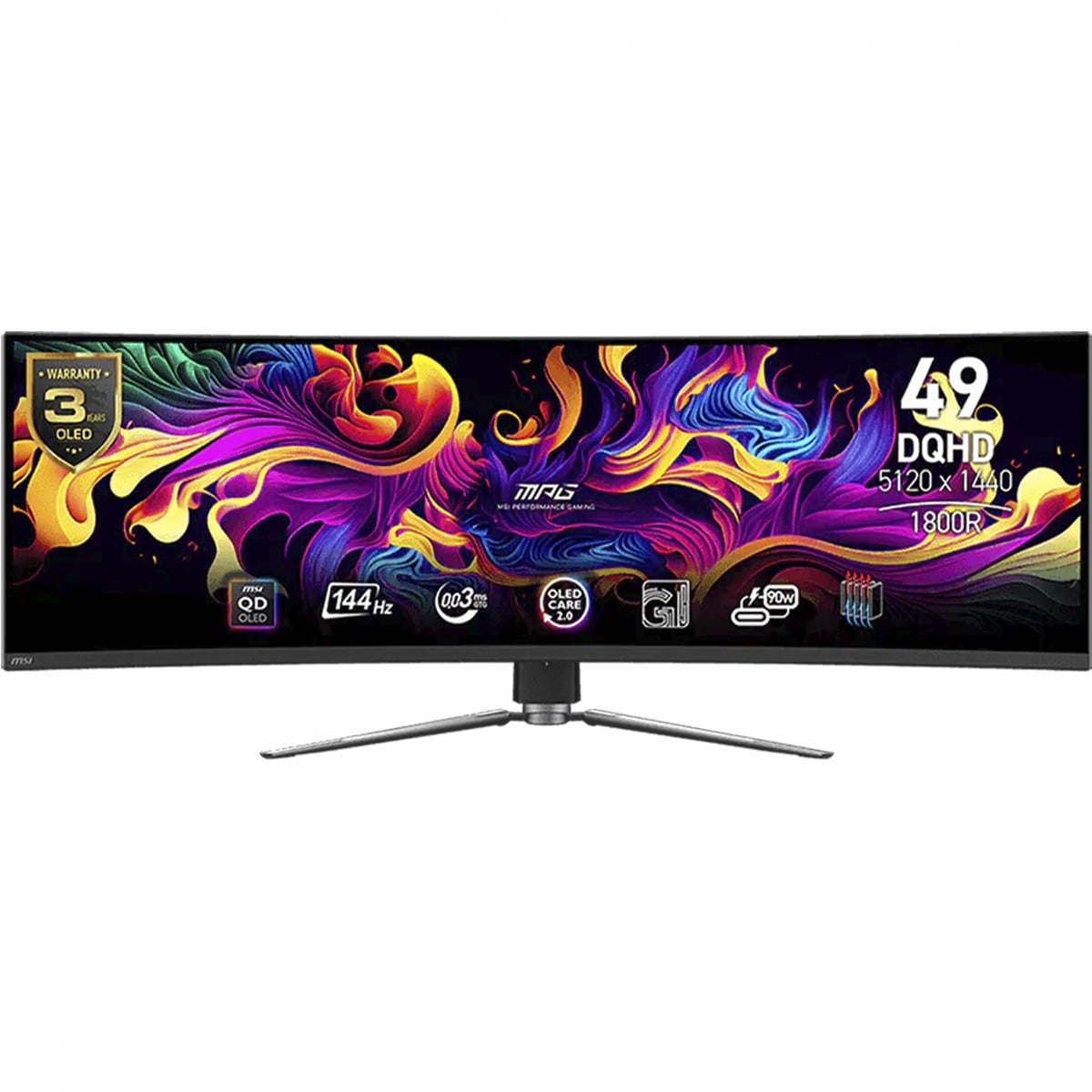 Monitor Gamer MSI MPG 491CQP QD-OLED, 49 Pol, Curvo, DQHD, 0.03ms, 144Hz, HDR 400, FreeSync Premium Pro, HDMI/DP, 9S6-3FA84T-002