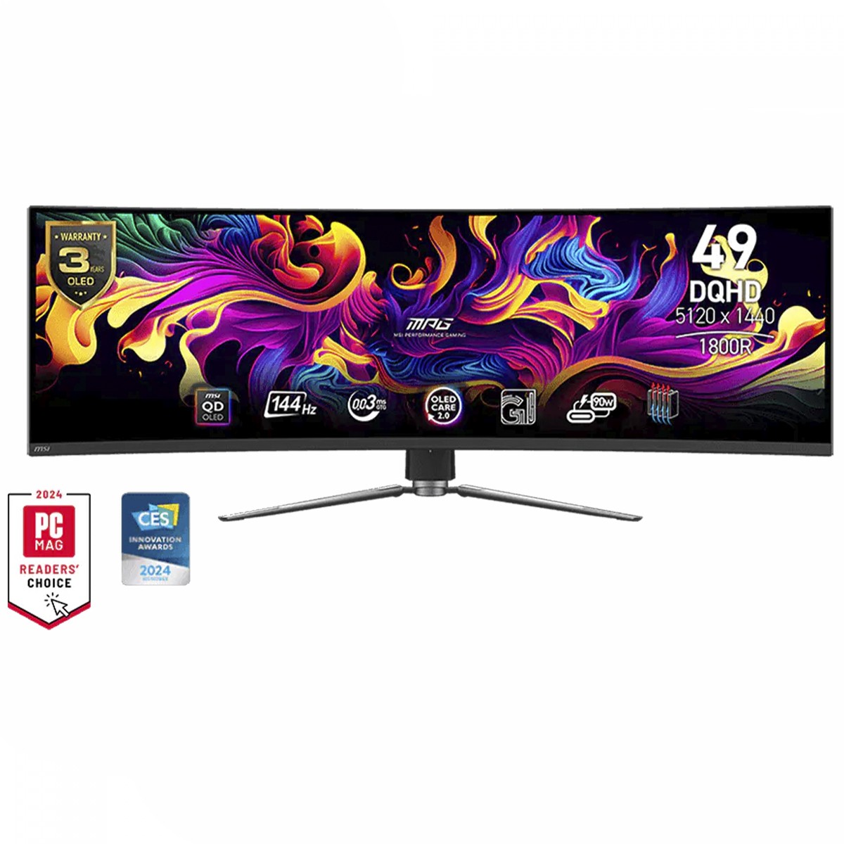 Monitor Gamer MSI MPG 491CQP QD-OLED, 49 Pol, Curvo, DQHD, 0.03ms, 144Hz, HDR 400, FreeSync Premium Pro, HDMI/DP, 9S6-3FA84T-002