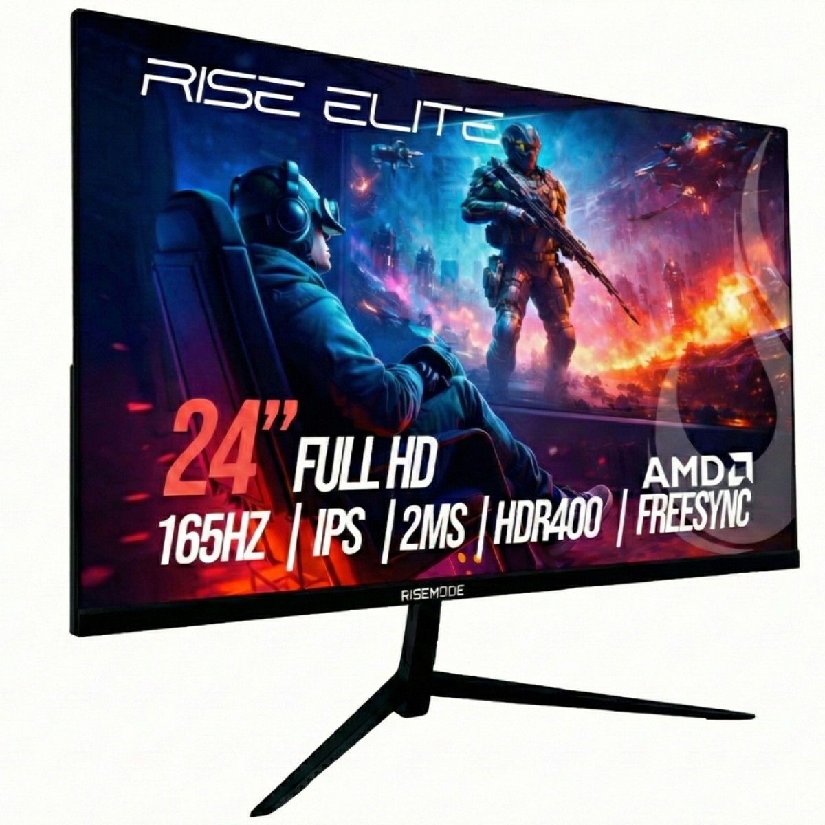 Monitor Gamer Rise Mode Elite, 24 Pol, Full HD, IPS, 165Hz, 2ms, 99% sRGB, DP/VGA, Preto, RM-MOG-24F165FH-B