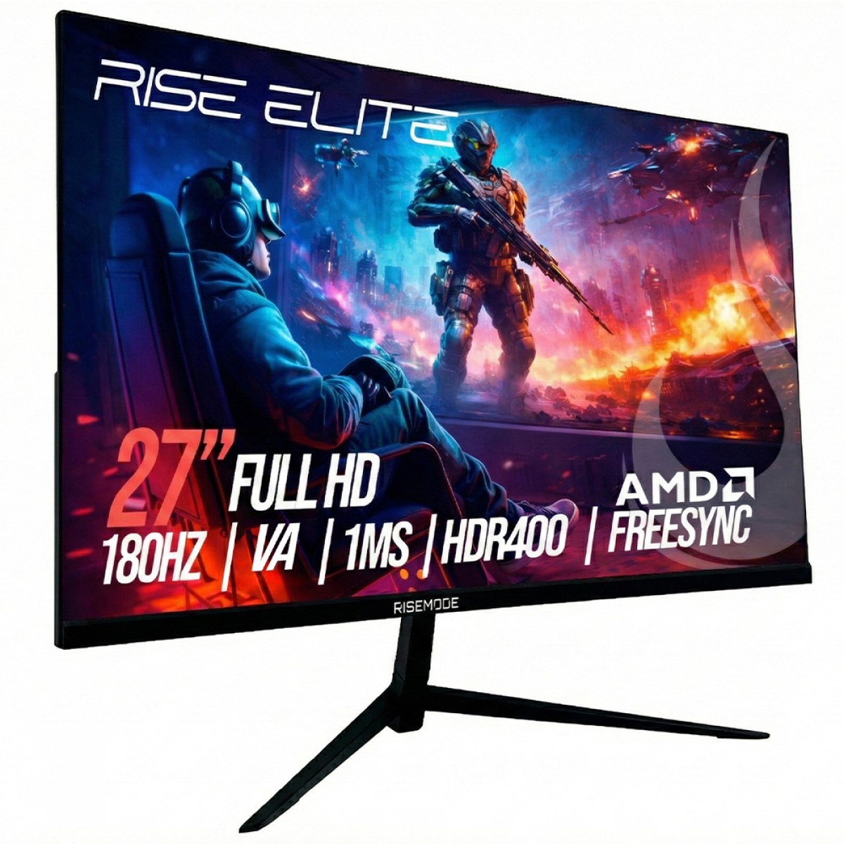 Monitor Gamer Rise Mode Elite, 27 Pol, Curvo, Full HD, VA, 180Hz, 1ms, 110% sRGB, HDMI/DP, FreeSync, RM-MOG-27C180FH-B