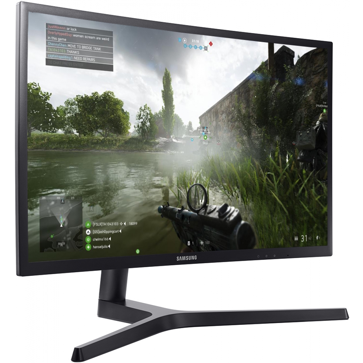 Monitor Gamer Samsung 23.5 Pol, Full HD, QLED, 144HZ, 1ms, LC24FG73FQLXZD