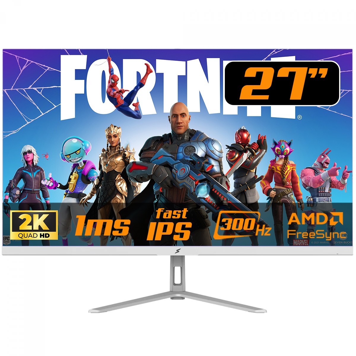 Monitor Gamer SuperFrame Crystal, 27 Pol, RGB, Quad HD, Fast IPS, 1ms, 300Hz, FreeSync/G-Sync, HDMI/DP, Branco, SFCTFW-27300-QHD-PRO
