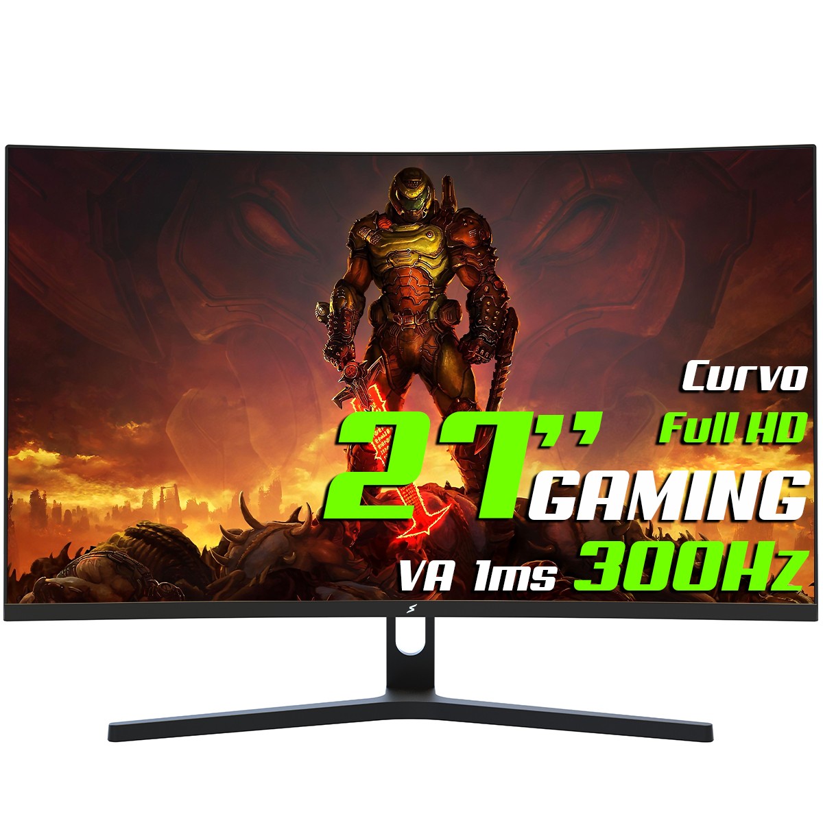 Monitor Gamer SuperFrame Precision, 27 Pol, Curvo, Full HD, 1ms, 300Hz, FreeSync, HDMI/DP, Preto, SFPCB-27300-FHD