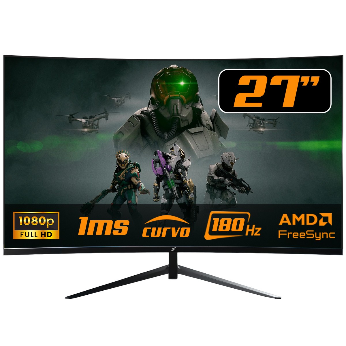 Monitor Gamer SuperFrame Precision, 27 Pol, Full HD, Curvo, VA, 180Hz, 1ms, HDR, G-Sync/FreeSync, HDMI/DP, SF-MN-PRE27FSVCD1B