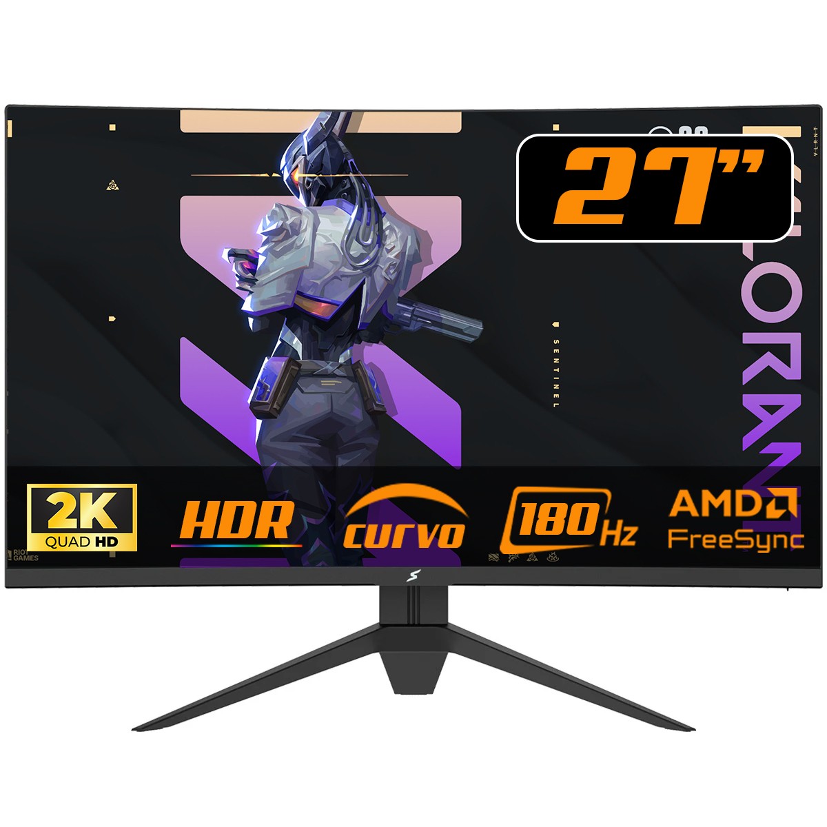 Monitor Gamer SuperFrame Precision, 27 Pol, Quad HD, Curvo, 180Hz, FreeSync/G-Sync, HDMI/DP, SFPCCB-27180-QHD - Open Box