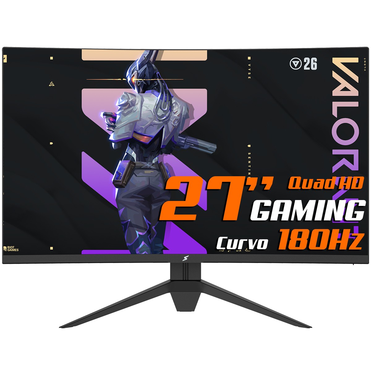 Monitor Gamer SuperFrame Precision, 27 Pol, Quad HD, Curvo, 180Hz, FreeSync/G-Sync, HDMI/DP, SFPCCB-27180-QHD - Open Box