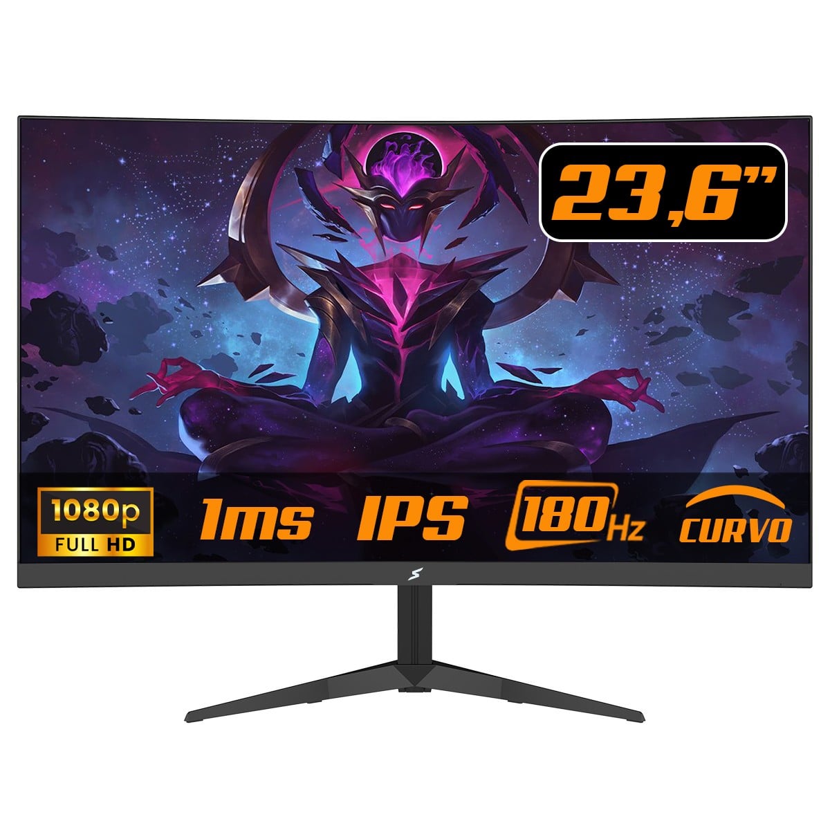 Monitor Gamer SuperFrame Precision Ultra V4, 23.6 Pol, Curvo, Full HD, VA, 180Hz, RGB, FreeSync/G-Sync, HDMI/DP, SFPCCB-24180-FHD