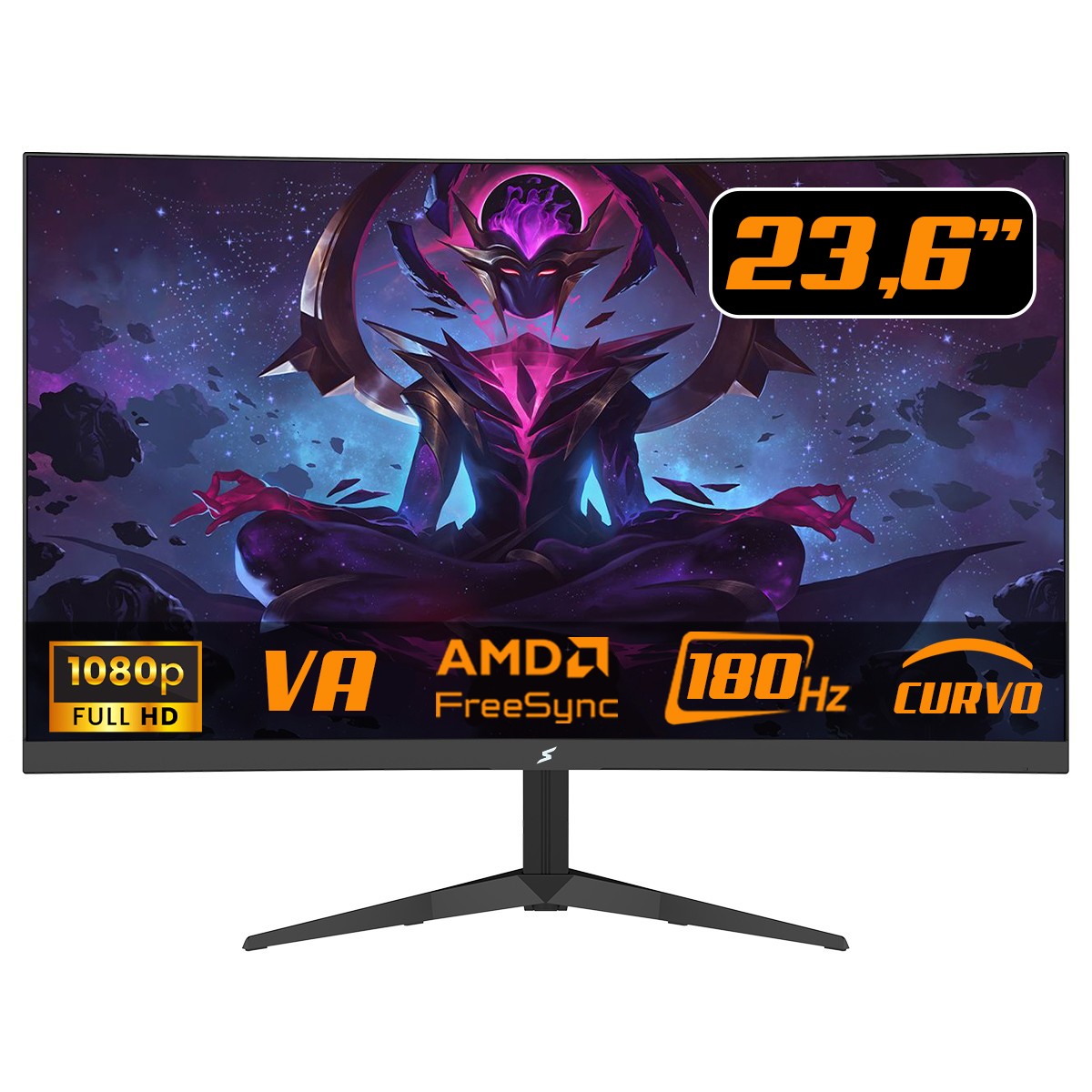 Monitor Gamer SuperFrame Precision Ultra V4, 23.6 Pol, Curvo, Full HD, VA, 180Hz, RGB, FreeSync/G-Sync, HDMI/DP, SFPCCB-24180-FHD