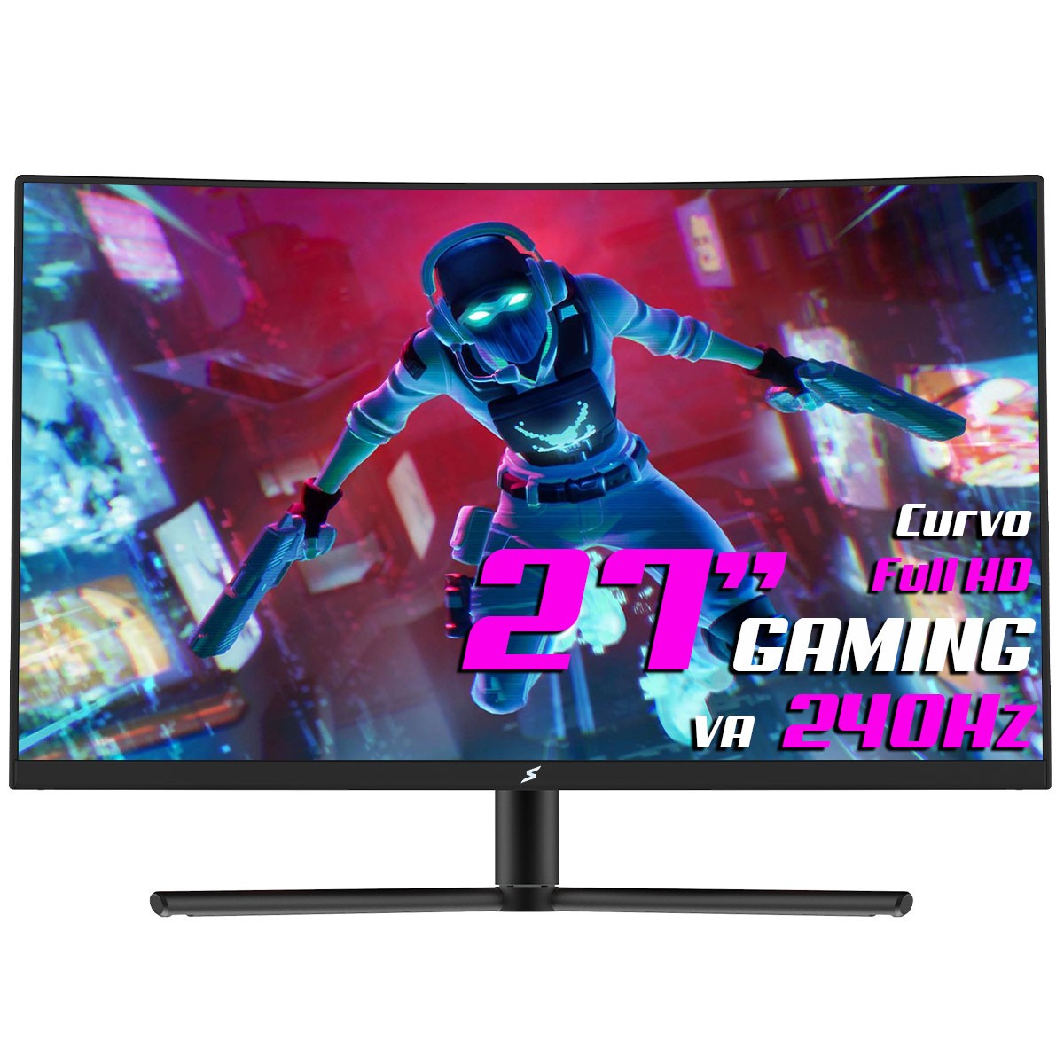 Monitor Gamer SuperFrame Vision, 27 Pol, Curvo, Full HD, VA, 1ms, 240Hz, Adaptive-Sync, HDMI/DP, SFVFB-27240-FHD