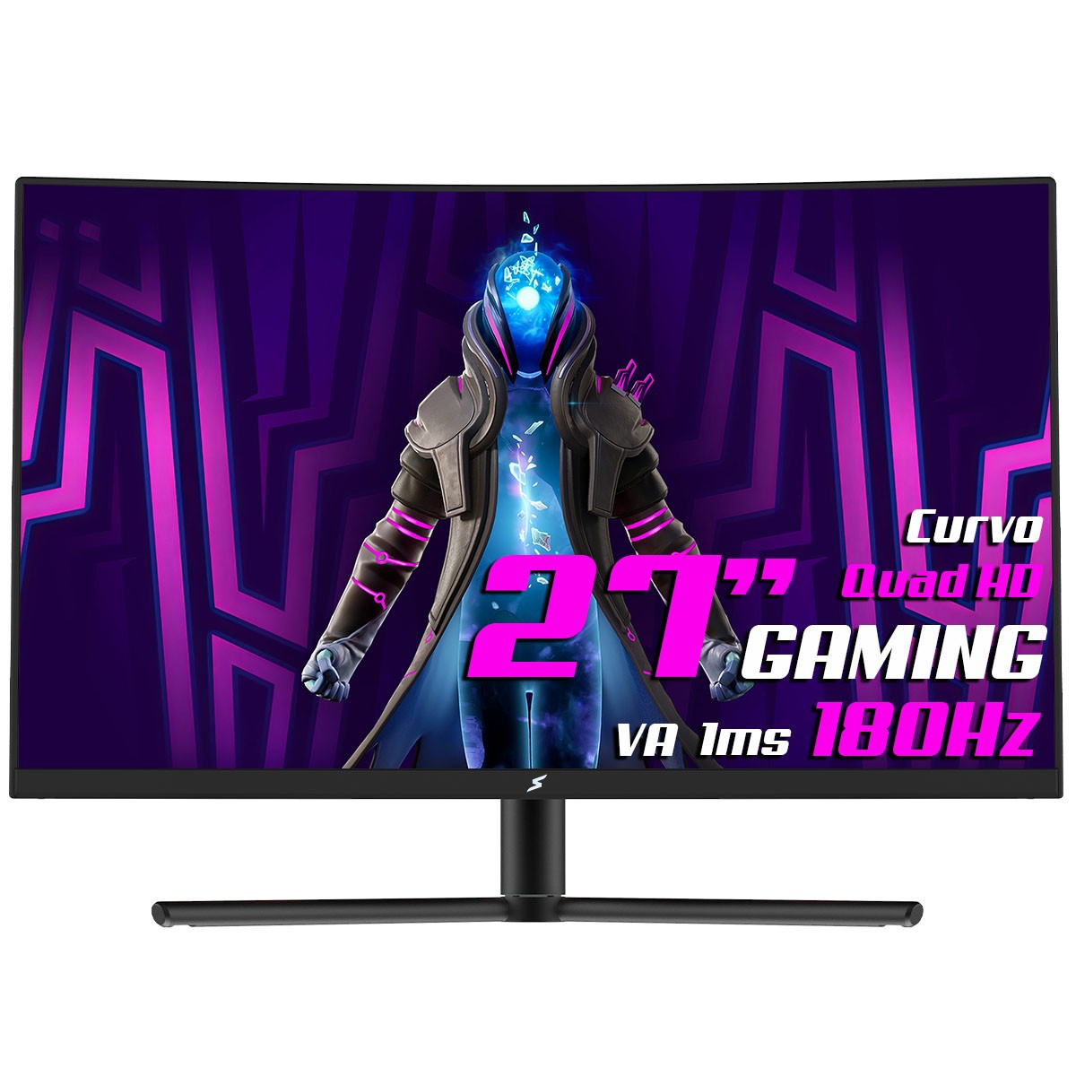 Monitor Gamer SuperFrame Vision, 27 Pol, Curvo, Quad HD, VA, HDR600, 1ms, 180Hz, FreeSync, HDMI/DP, SFVFB-27180-QHD - Open Box
