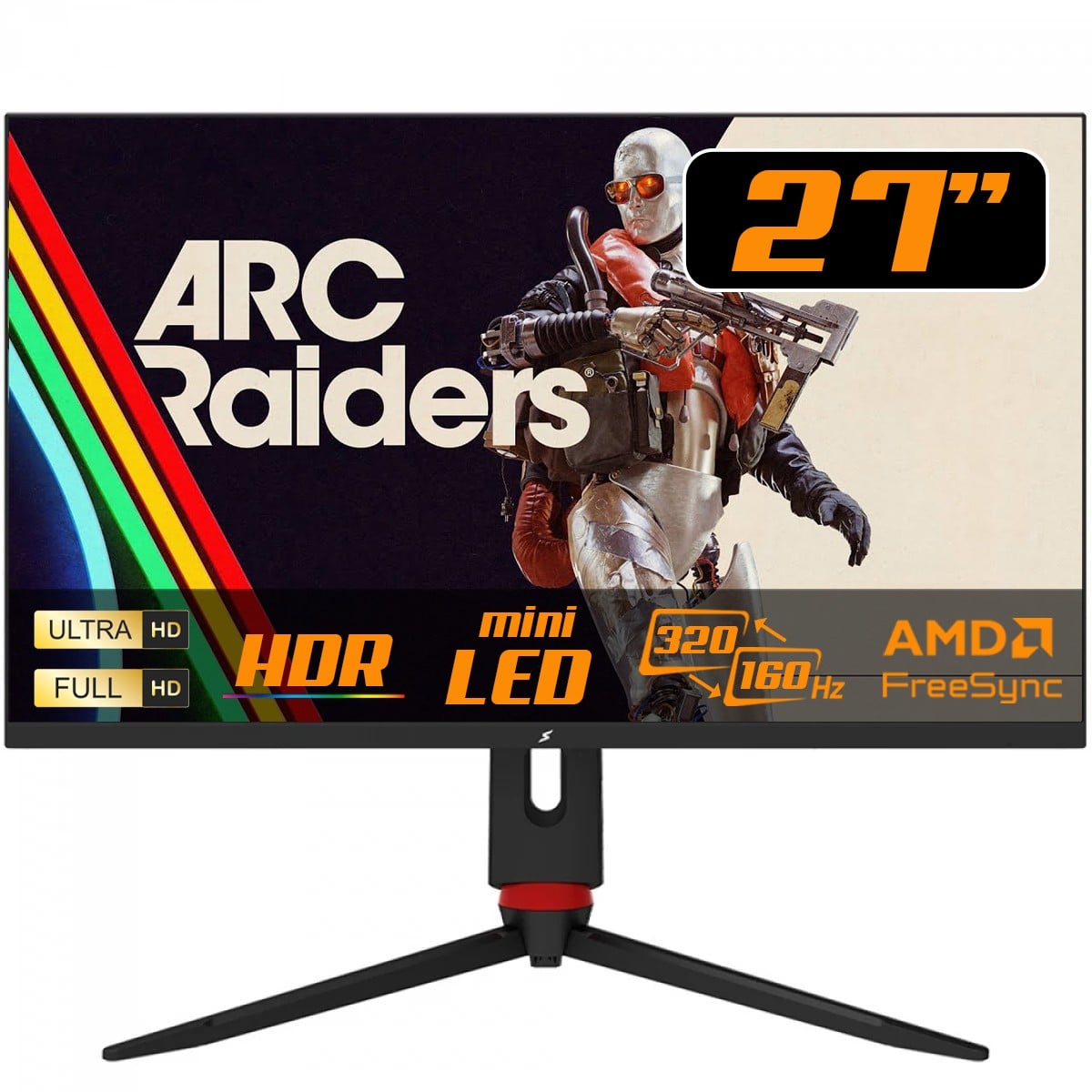 Monitor Gamer SuperFrame Wing, 27 Pol, MiniLED, Dual Mode, 4K Ultra HD 160Hz / Full HD 320Hz, FreeSync/G-Sync, HDMI/DP, SFWGFB-27160-UHD-PRO