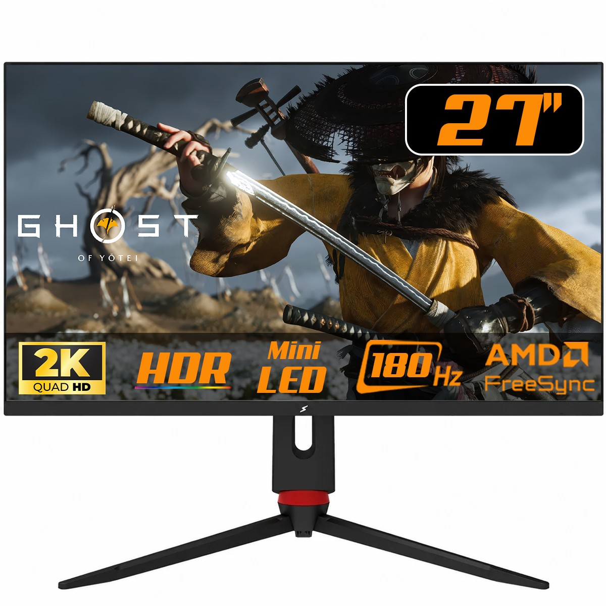 Monitor Gamer SuperFrame Wing, 27 Pol, RGB, Quad HD, MiniLED, 180Hz, FreeSync/G-Sync, HDMI/DP, SFWGFB-27180-QHD