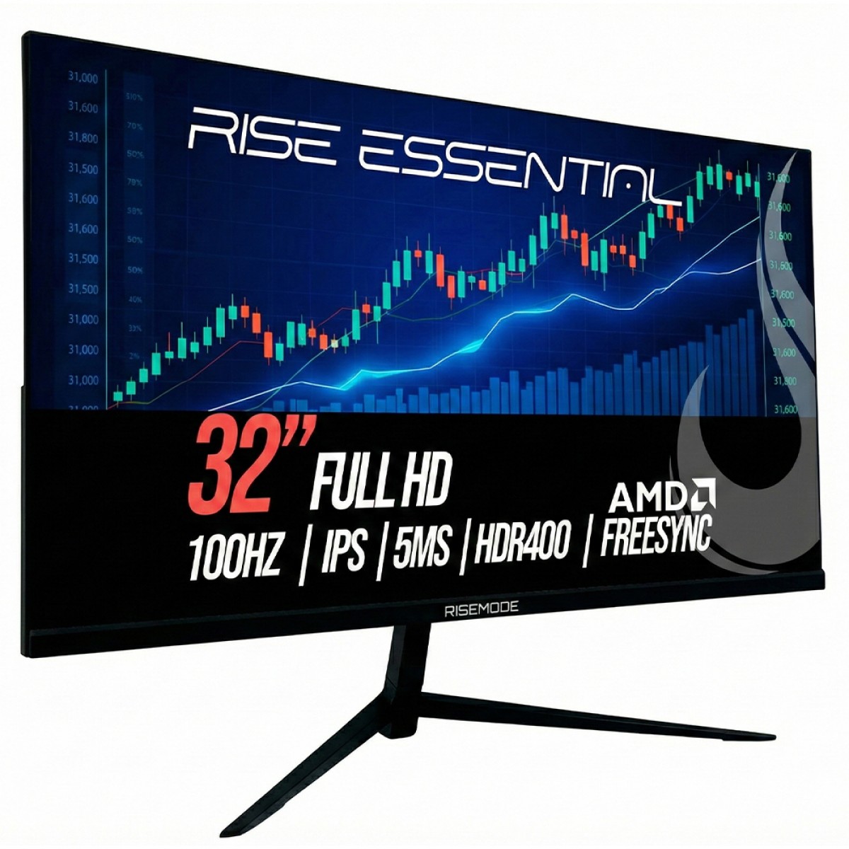 Monitor Rise Mode Essential, 32 Pol, Full HD, IPS, 100Hz, 99% sRGB, HDMI/VGA, FreeSync, RM-MOG-32F100FH-B