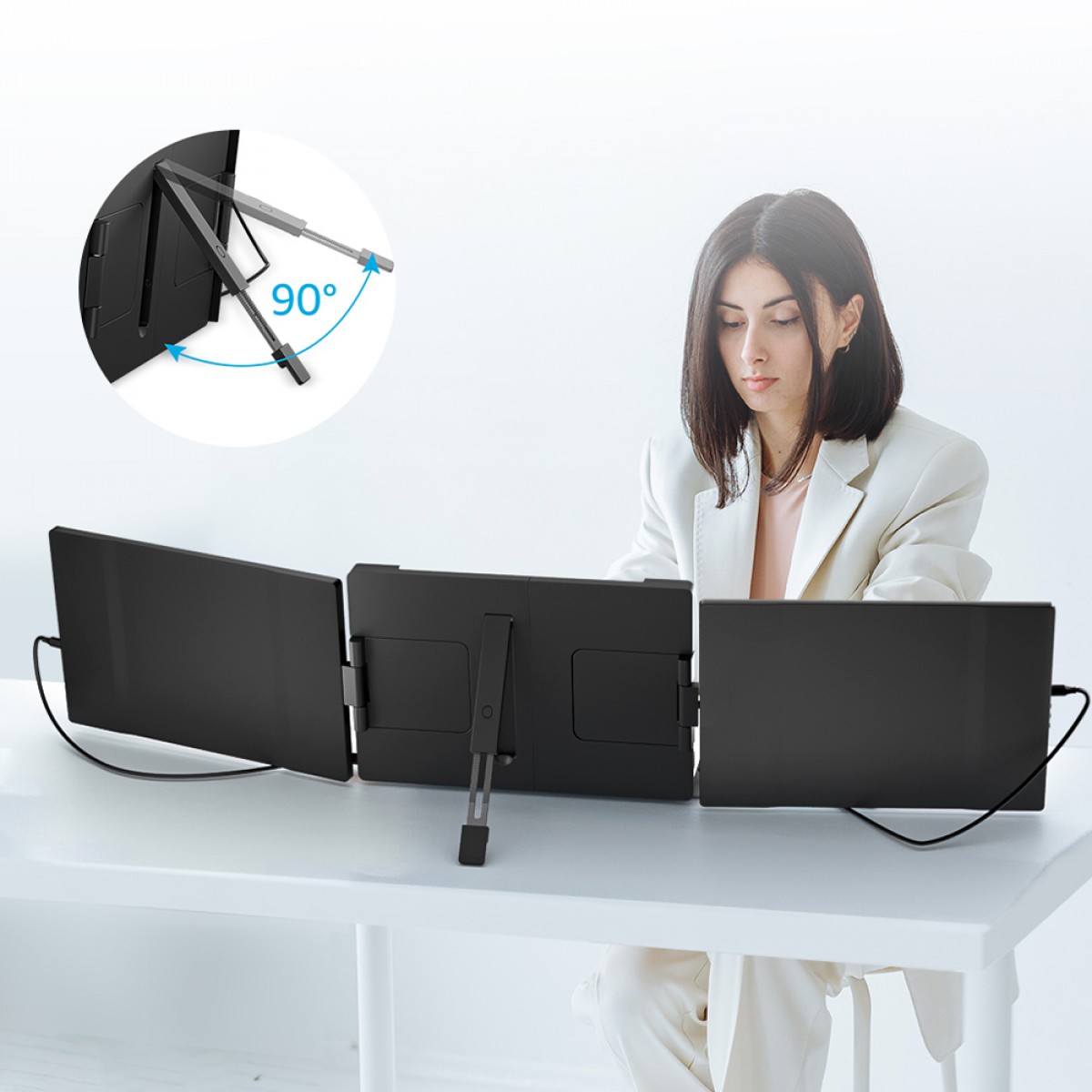 Monitor SuperFrame Double View, 14 Pol, 60Hz, IPS, Full HD, Portátil, Preto, SFDFB-1460-FHD-PRO