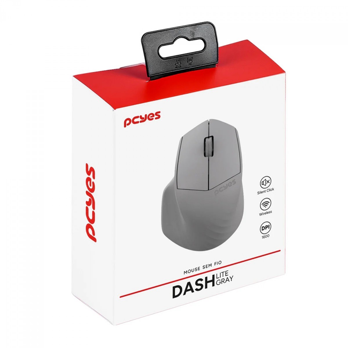 Mouse Dash Lite Gray PCYes, Wireless, 1600 DPI, 3 Botões, Cinza, PMDV2GY