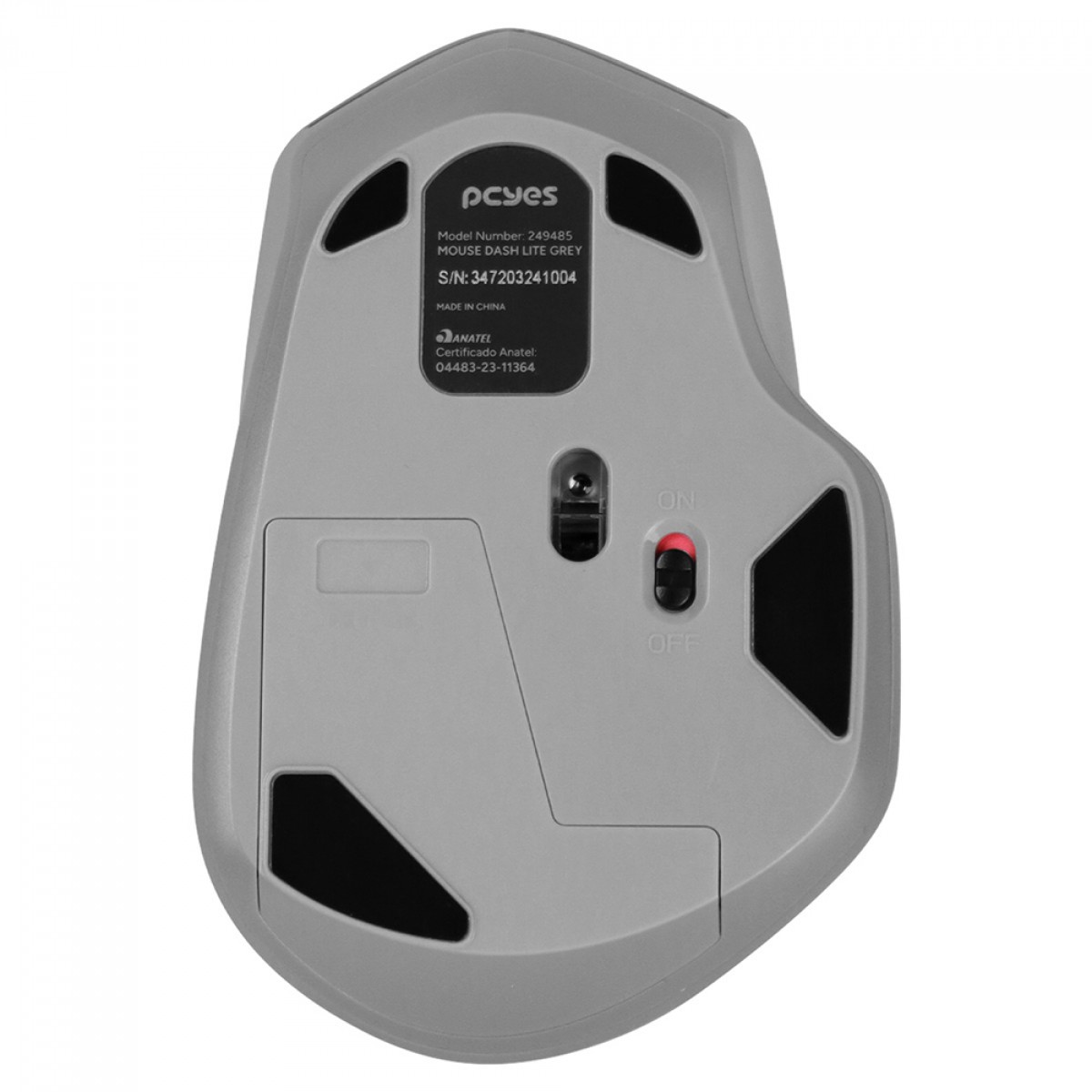 Mouse Dash Lite Gray PCYes, Wireless, 1600 DPI, 3 Botões, Cinza, PMDV2GY