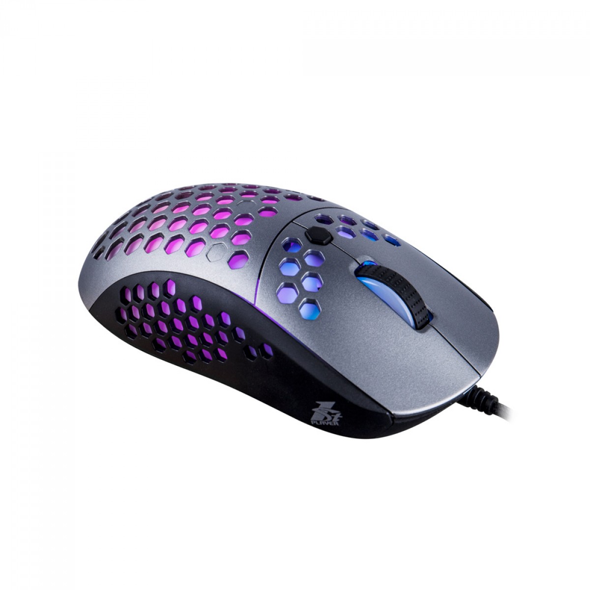Mouse Gamer 1STPLAYER M6, RGB, 10.000 DPI, 6 Botões Programáveis, Gray