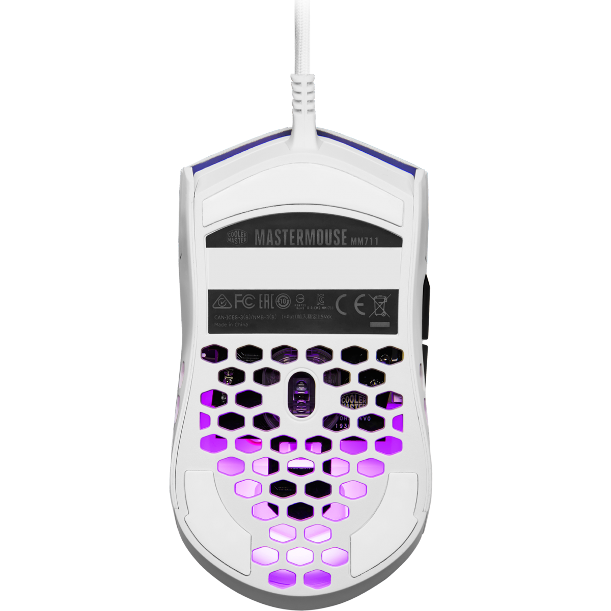 Mouse Gamer Cooler Master MM-711, 16000 DPI, 6 Botões Programáveis, Com Fio, Glossy White, MM-711-WWOL2