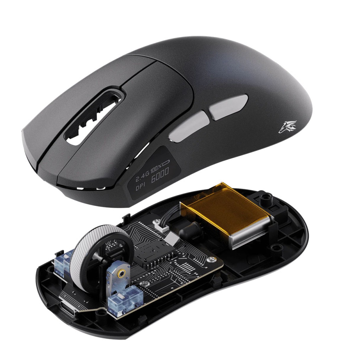 Mouse Gamer Fallen Lobo Wireless, Bluetooth, 26000 DPI, Display LED, Pixart 3395IC, Preto, MO00261