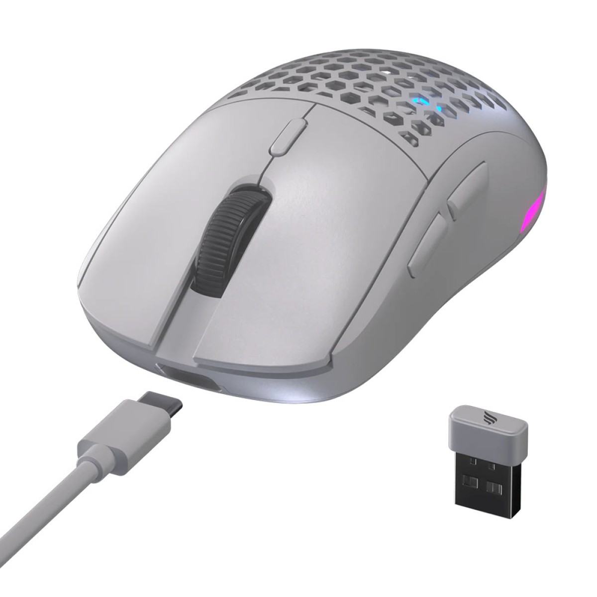 Mouse Gamer Fallen Pantera Pro Wireless, RGB, 26000 DPI, 6 Botões Programáveis, Pixart 3395, Branco, MO00003