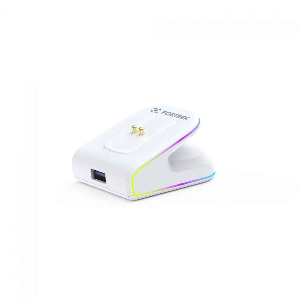 Mouse Gamer Fortrek Loyal, Wireless/Bluetooth, 24000 DPI, Com Dock de Carregamento Magnético, Branco