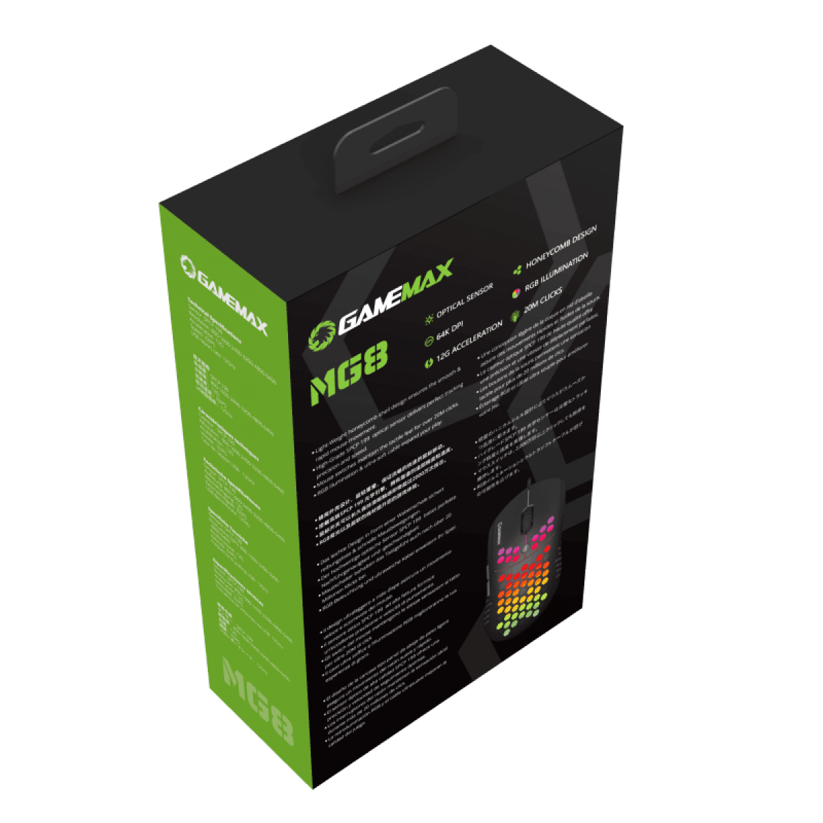 Mouse Gamer Gamemax MG8, 6400 DPI, RGB, Black