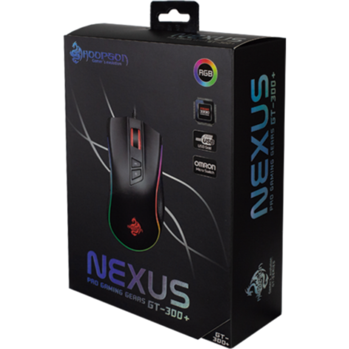 Mouse Gamer Hoopson Nexus RGB, 7200 DPI, 9 Botões, Black, GT300+