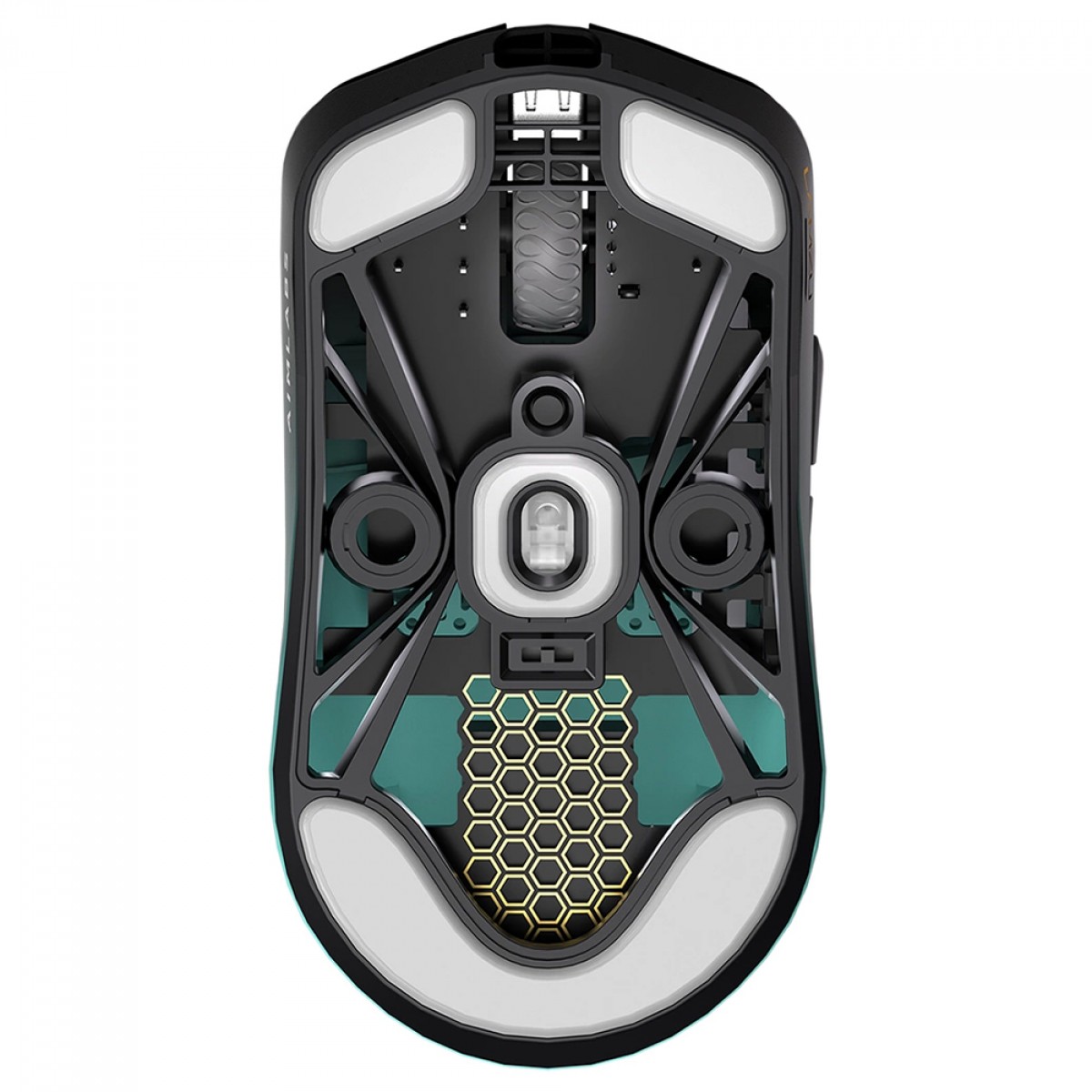 Mouse Gamer Lamzu Maya X Aimlabs, Wireless, 30.000 DPI, 8K, PixArt-3950, 7 Botões, Preto e Turquesa