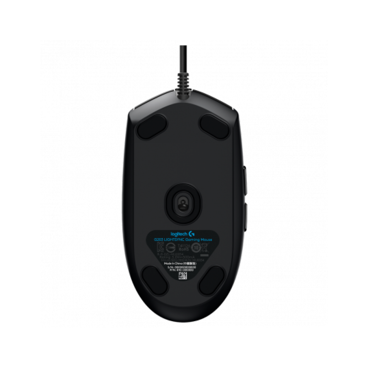 Mouse Gamer Logitech G203 Lightsync RGB, 6 Botões Programáveis, 8000 DPI, Black, 910-005793