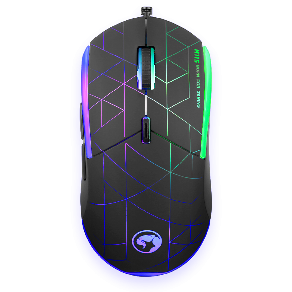 Mouse Gamer Marvo M115, 4000 DPI, 6 Botões, RGB, Black
