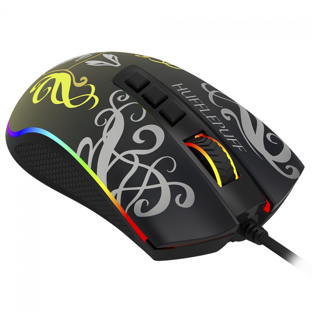Mouse Gamer Redragon Cobra Harry Potter Special Edition Hufflepuff, RGB, 12400 DPI, PMW3327, 8 Botões, Preto e Amarelo, HP-711H