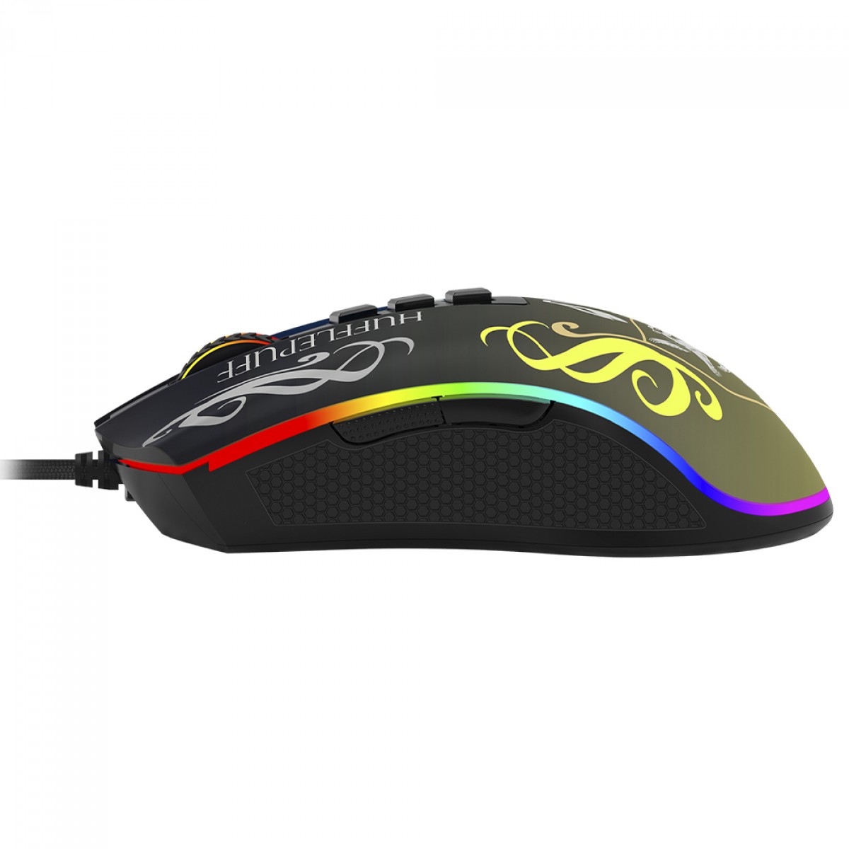 Mouse Gamer Redragon Cobra Harry Potter Special Edition Hufflepuff, RGB, 12400 DPI, PMW3327, 8 Botões, Preto e Amarelo, HP-711H