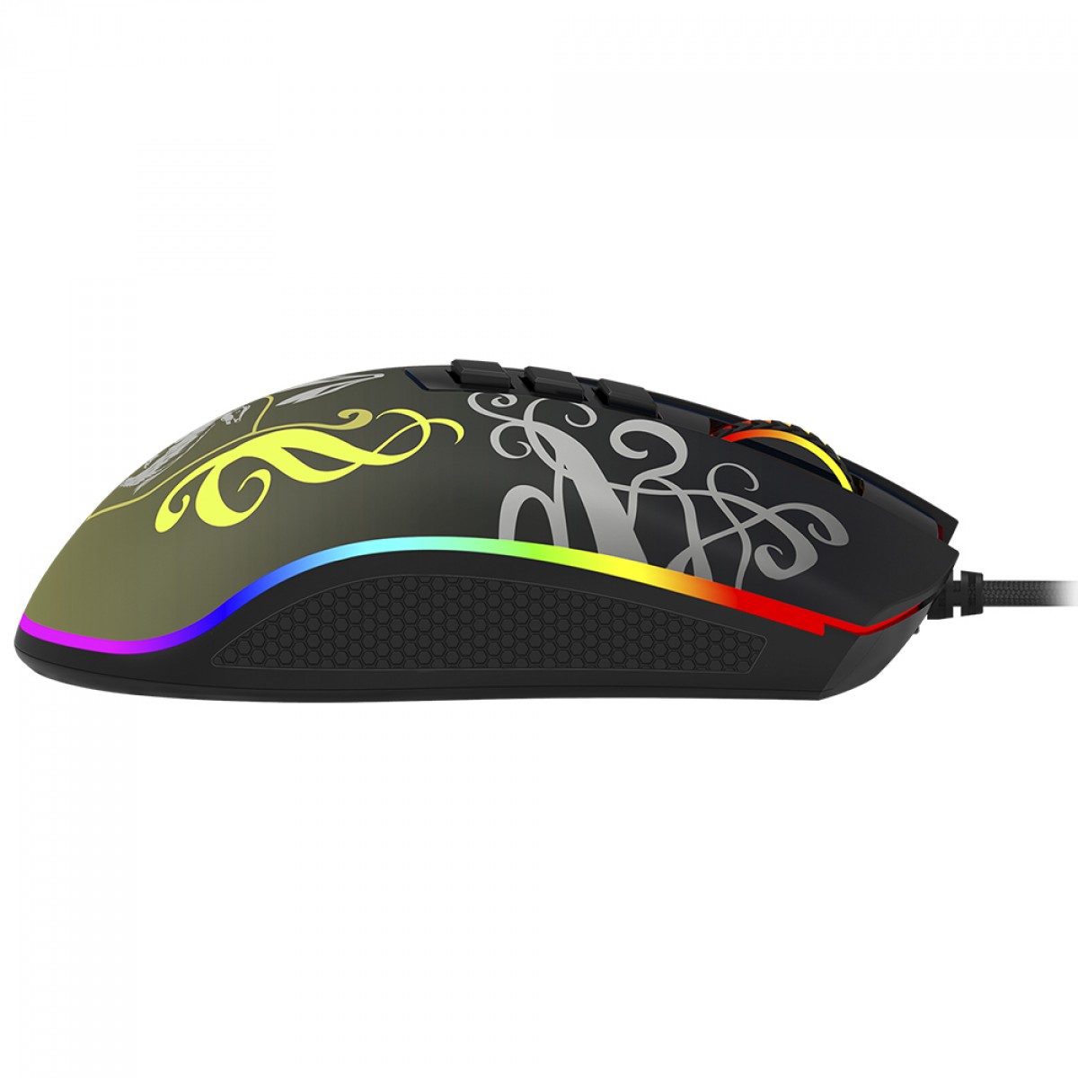 Mouse Gamer Redragon Cobra Harry Potter Special Edition Hufflepuff, RGB, 12400 DPI, PMW3327, 8 Botões, Preto e Amarelo, HP-711H