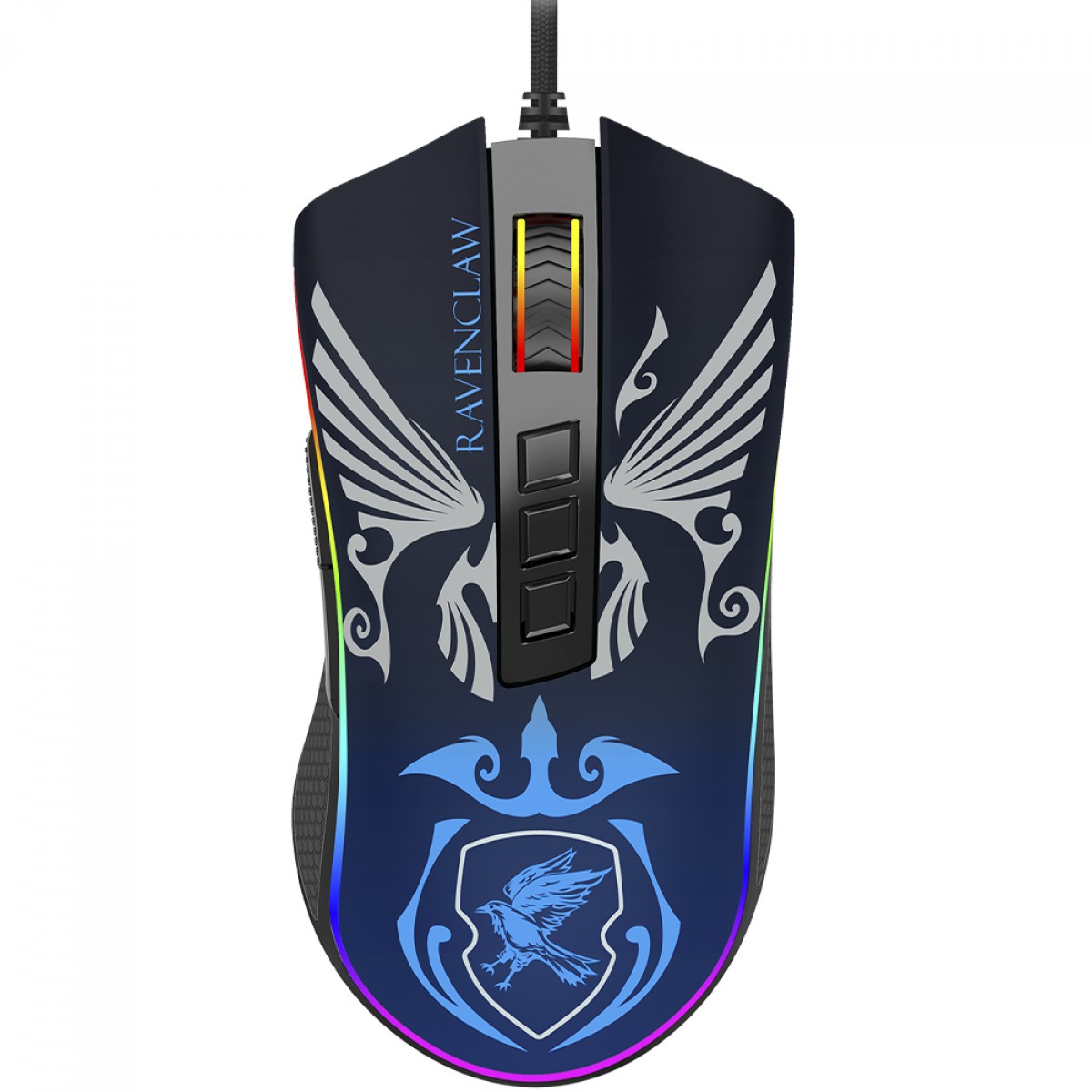 Mouse Gamer Redragon Cobra Harry Potter Special Edition Ravenclaw, RGB, 12400 DPI, PMW3327, 8 Botões, Preto e Azul, HP-711R