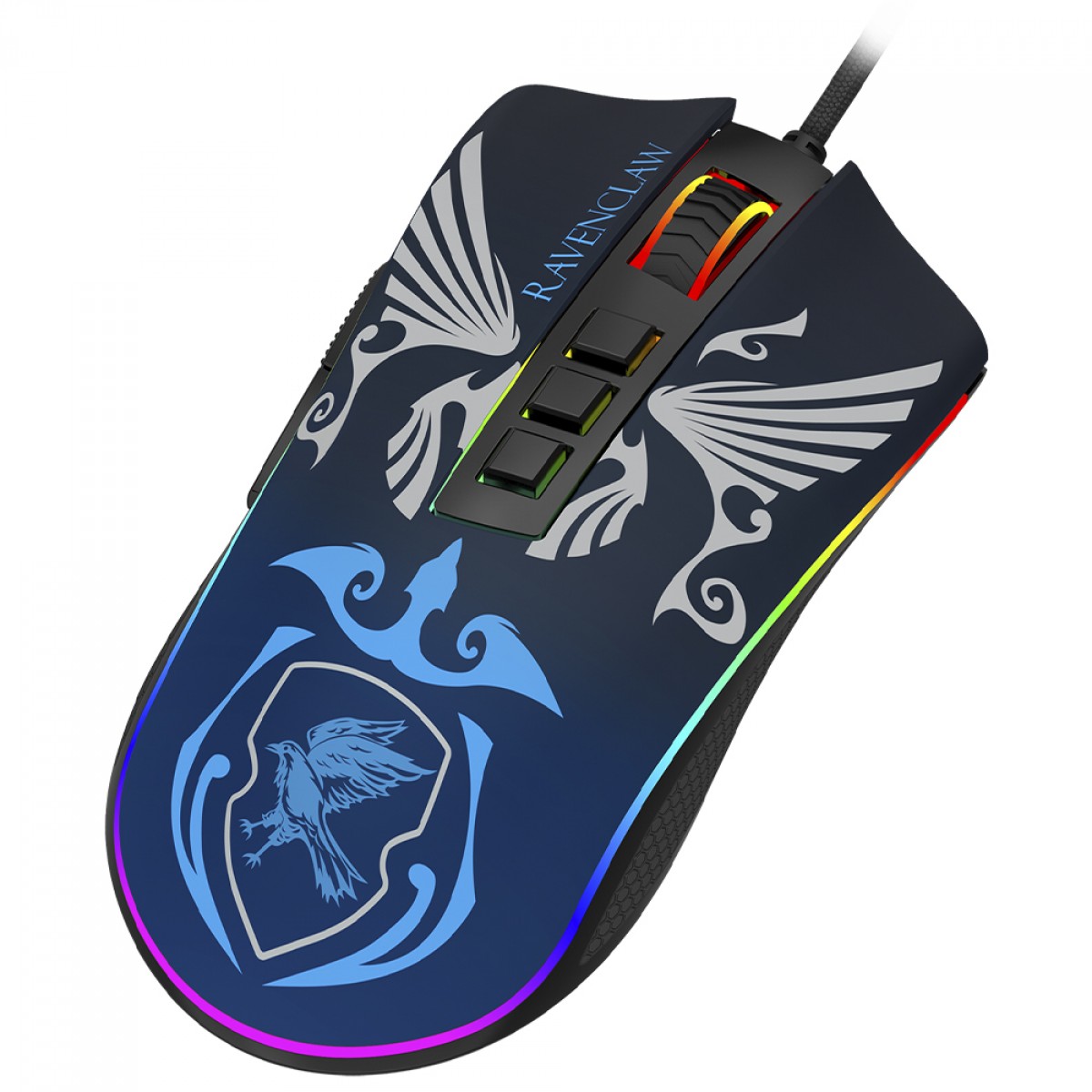 Mouse Gamer Redragon Cobra Harry Potter Special Edition Ravenclaw, RGB, 12400 DPI, PMW3327, 8 Botões, Preto e Azul, HP-711R