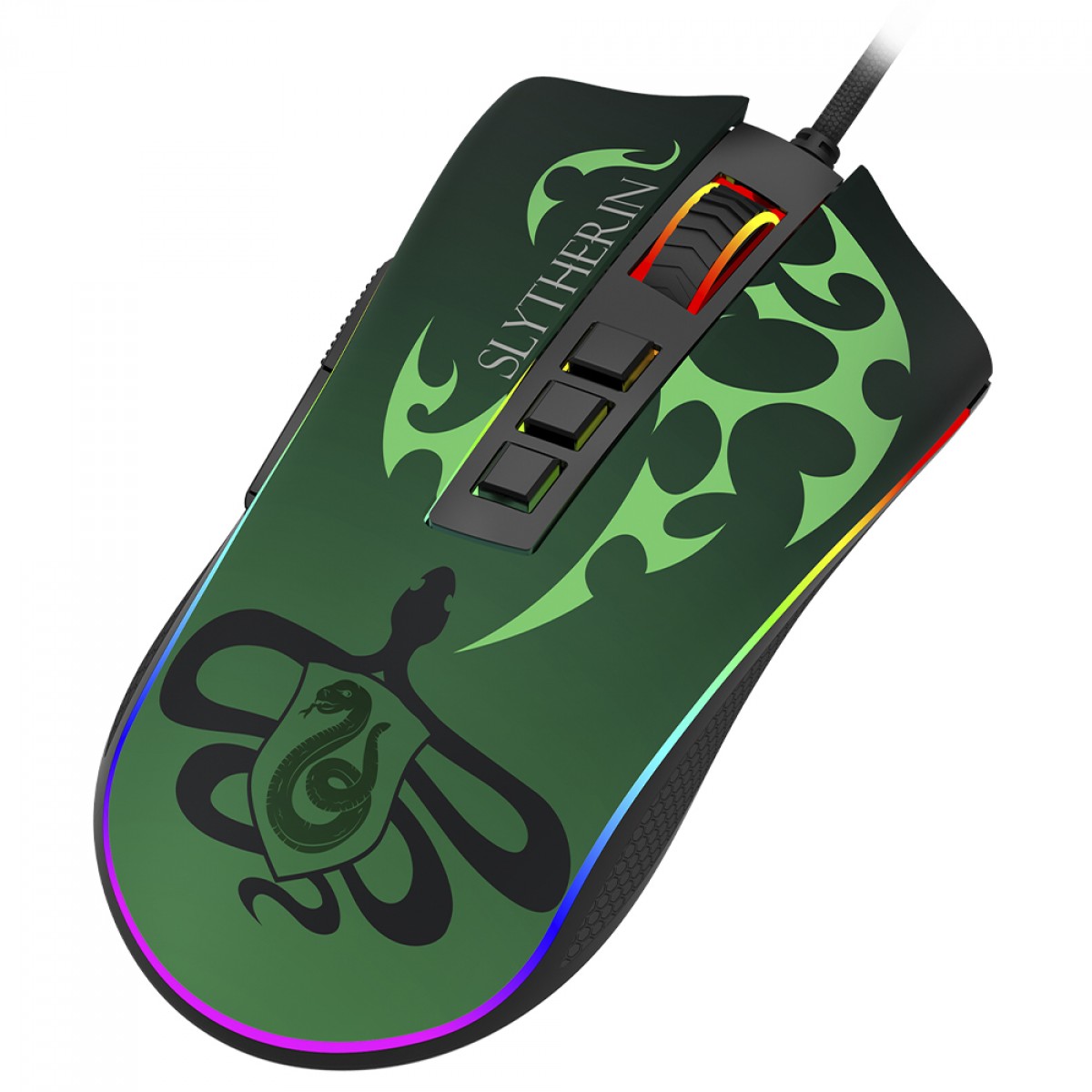 Mouse Gamer Redragon Cobra Harry Potter Special Edition Slytherin, RGB, 12400 DPI, PMW3327, 8 Botões, Preto e Verde, HP-711S