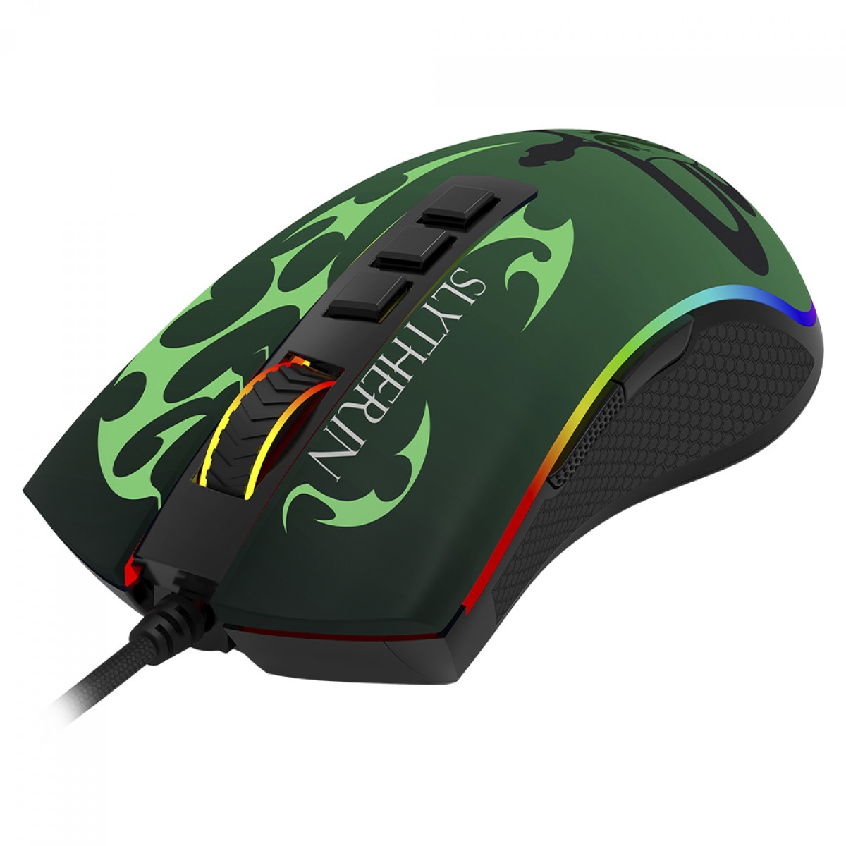 Mouse Gamer Redragon Cobra Harry Potter Special Edition Slytherin, RGB, 12400 DPI, PMW3327, 8 Botões, Preto e Verde, HP-711S