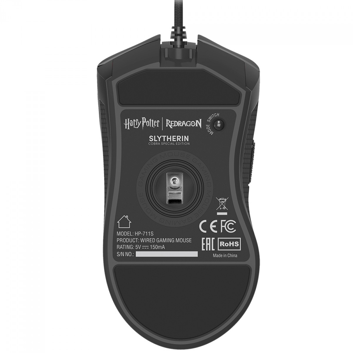 Mouse Gamer Redragon Cobra Harry Potter Special Edition Slytherin, RGB, 12400 DPI, PMW3327, 8 Botões, Preto e Verde, HP-711S