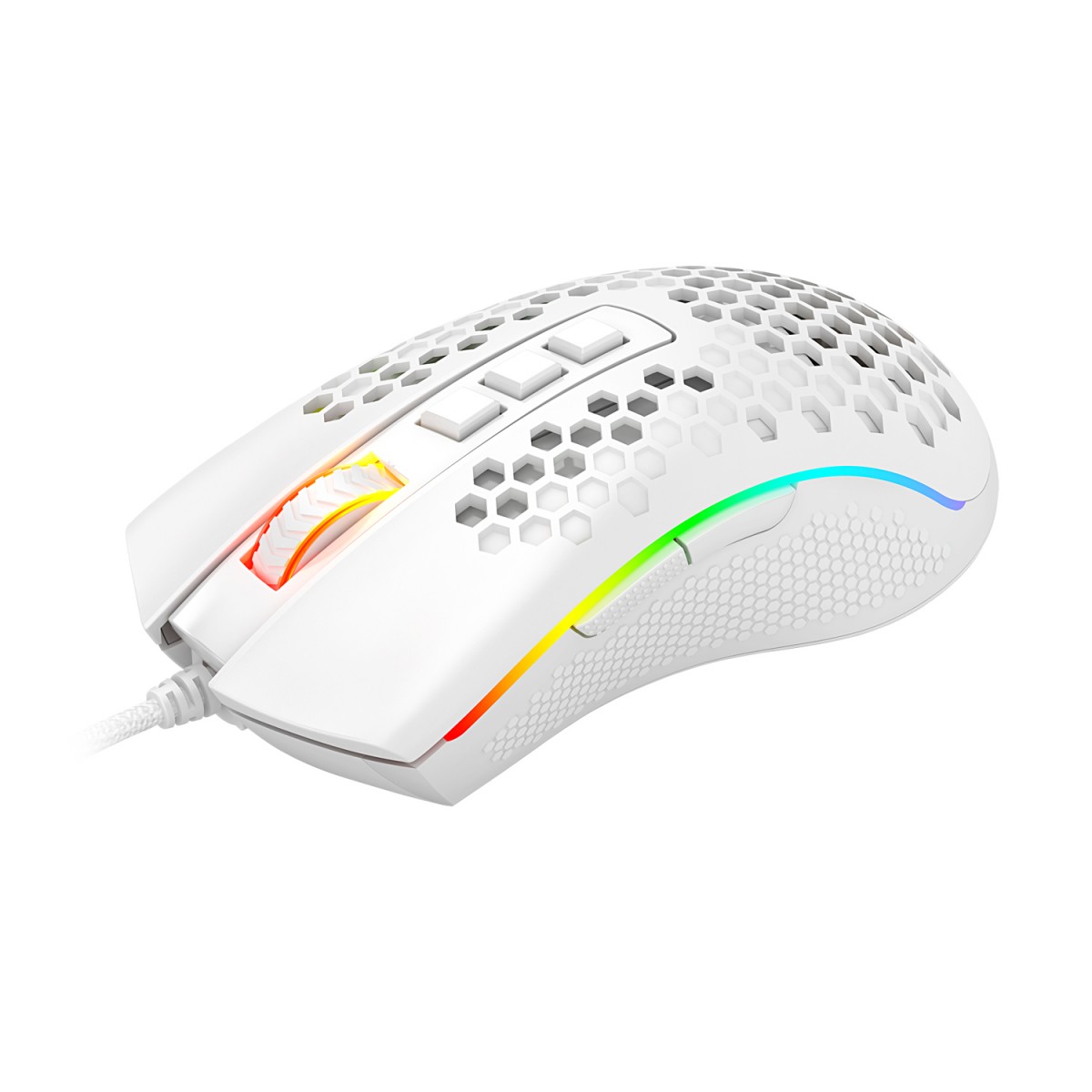 Mouse Gamer Redragon Storm Elite, 16000 DPI, 8 Botões Programáveis, Lunar White, M988W-RGB