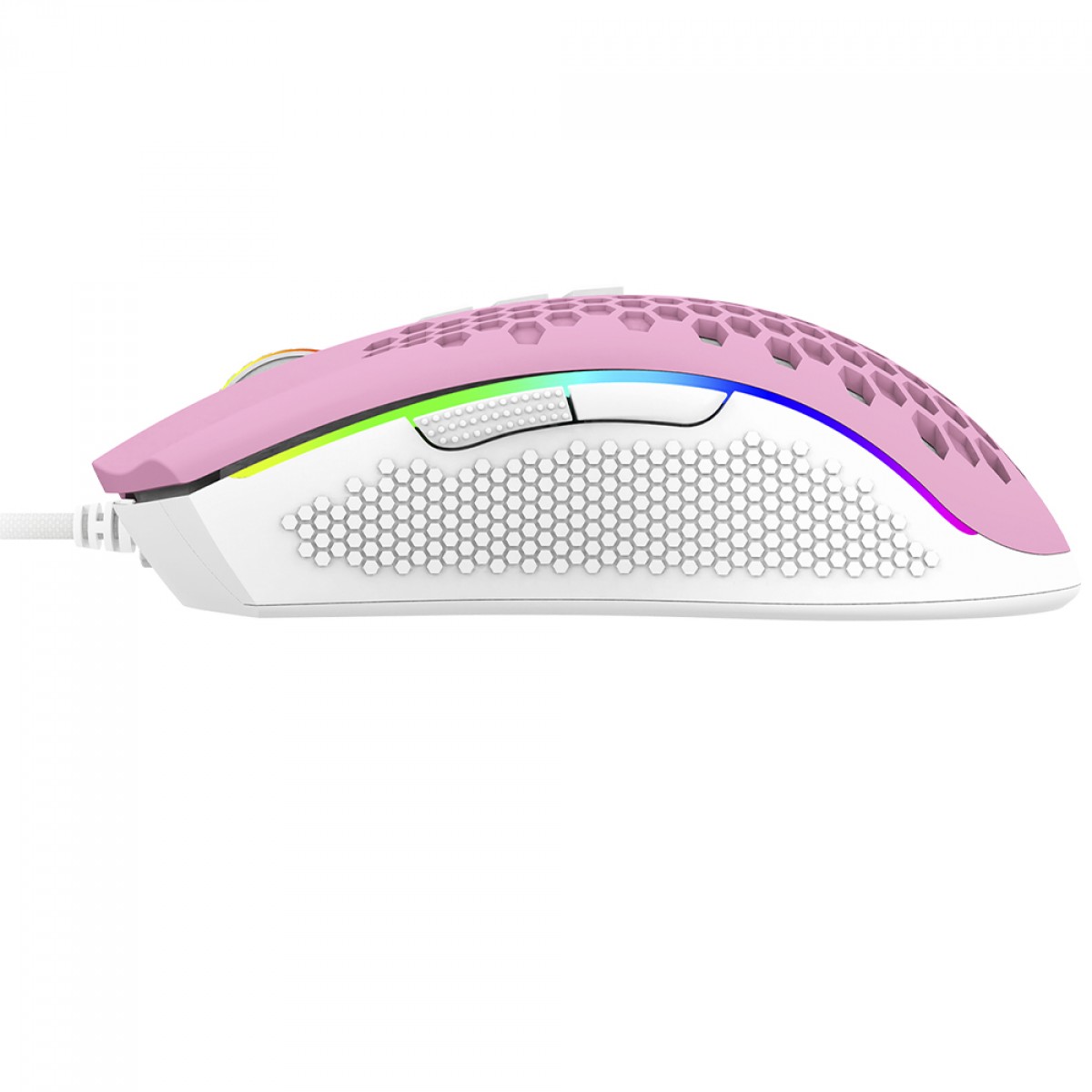 Mouse Gamer Redragon Storm, RGB, 12400 DPI, 8 Botões Programáveis, Pink/ White, M808PW-RGB