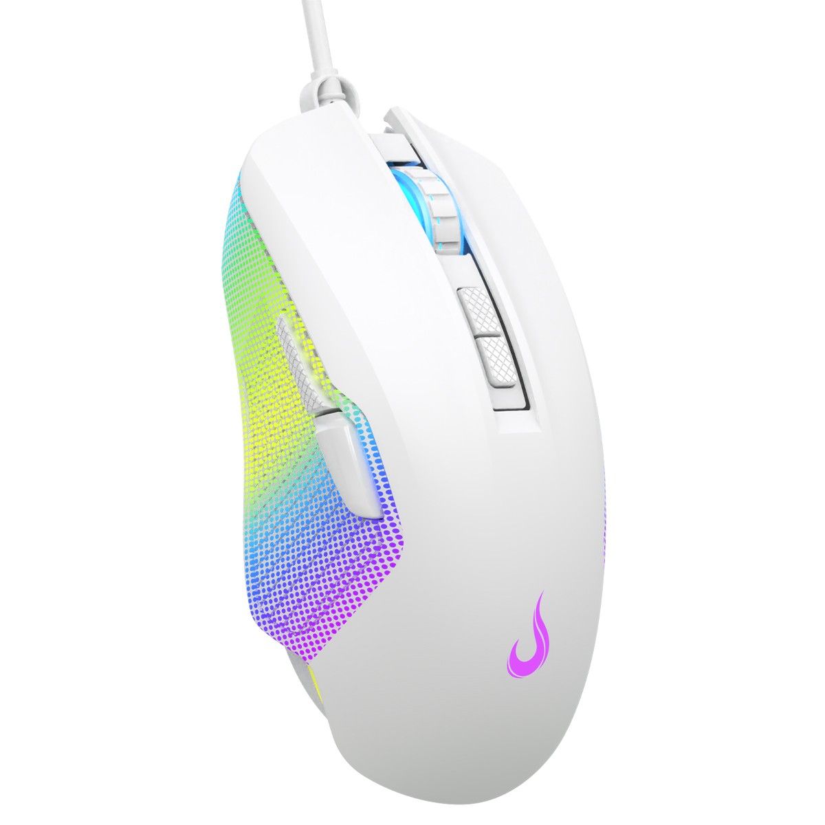 Mouse Gamer Rise Mode Nova 02, RGB, 7200 DPI, 6 Botões, Branco, RM-MG-NV02-FW