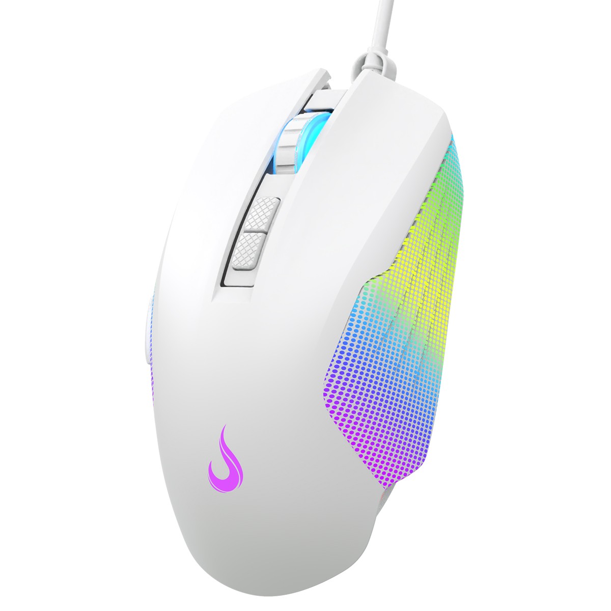 Mouse Gamer Rise Mode Nova 02, RGB, 7200 DPI, 6 Botões, Branco, RM-MG-NV02-FW
