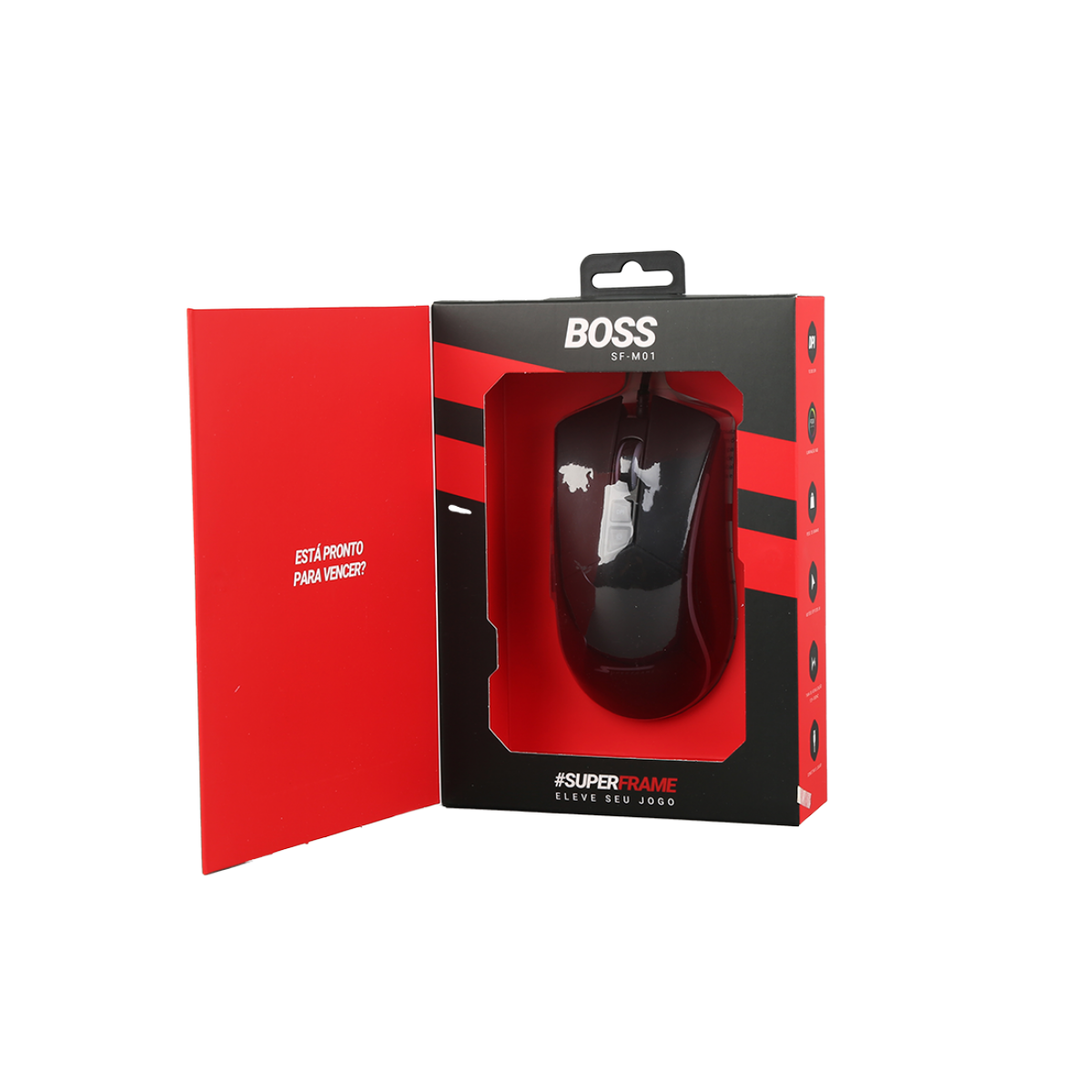 Mouse Gamer SuperFrame, BOSS, 10000 DPI, RGB, 7 Botões, Black, Sensor Pixart 3325 