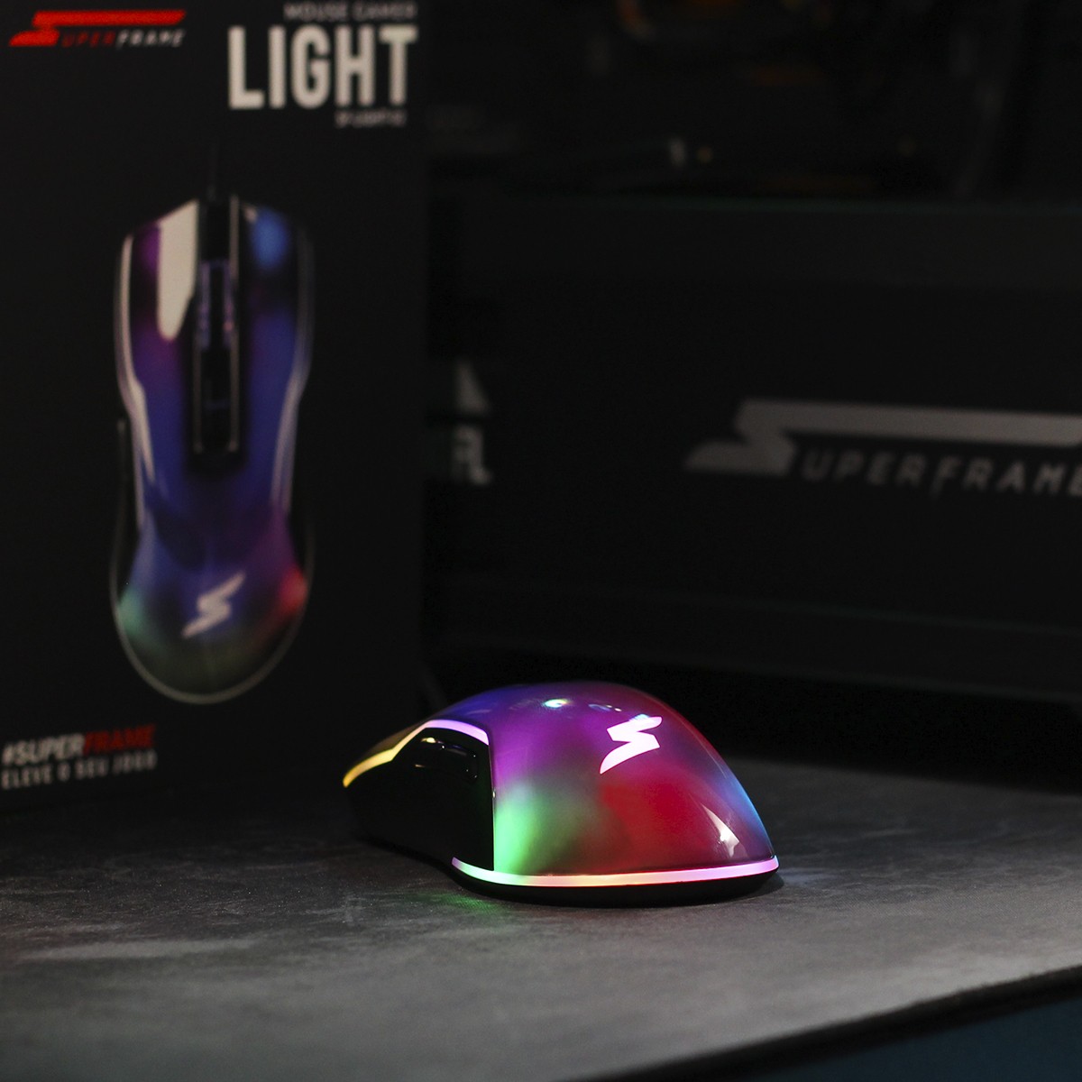 Mouse Gamer SuperFrame Light, RGB, Sensor 725C, 7200 DPI, 7 Botões Programáveis, USB