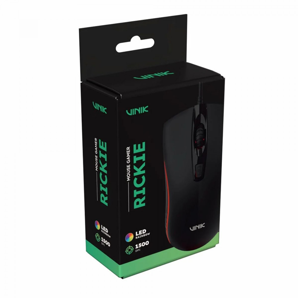 Mouse Gamer Vinik Rickie, USB, 1500 DPI, Rainbow, Preto, 3 Botões, MGRKRGB 
