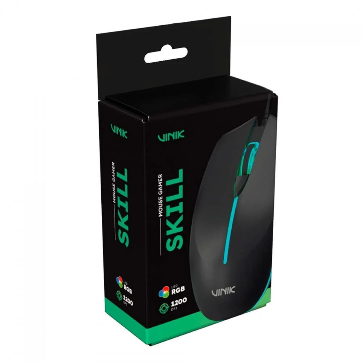 Mouse Gamer Vinik Skill, 1200 DPI, RGB, USB, 3 Botões, Preto, MGSKRGB