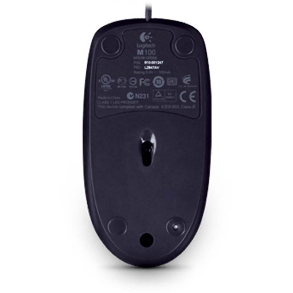 Mouse Logitech M100 1000 DPI, Optico, USB, Black, 910-001601-H