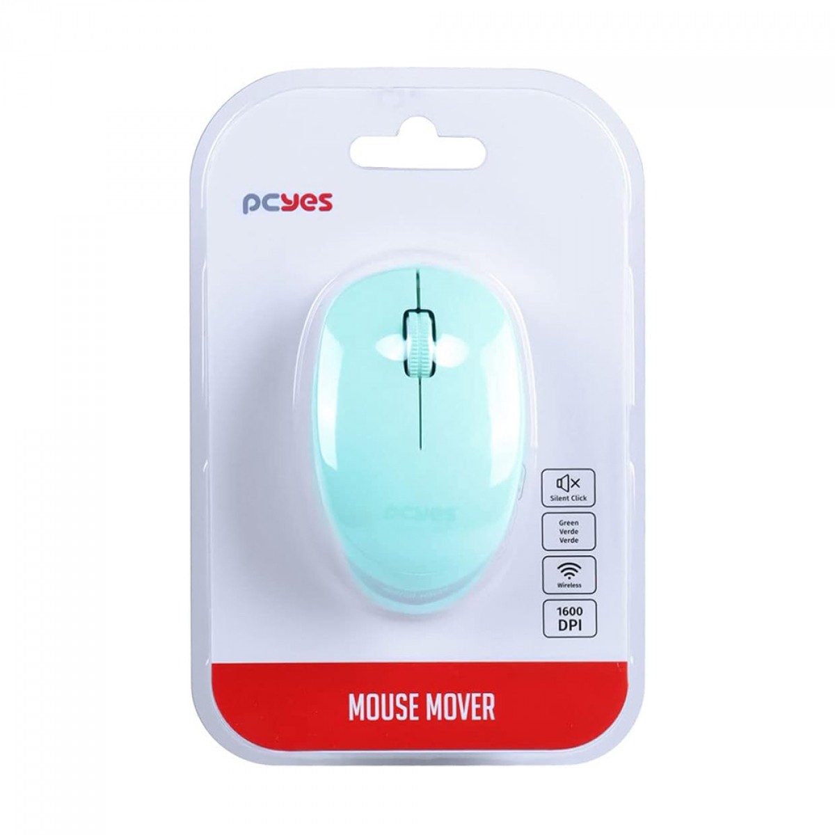 Mouse PCYes Mover Green, Wireless, 1600 DPI, 3 Botões, Verde, PMMWSCG